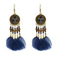 thumbnail image 2 of Pendientes bohemios con plumas vintage para mujer, color azul Hugo Pendientes colgantes bohemios, 2 of 7