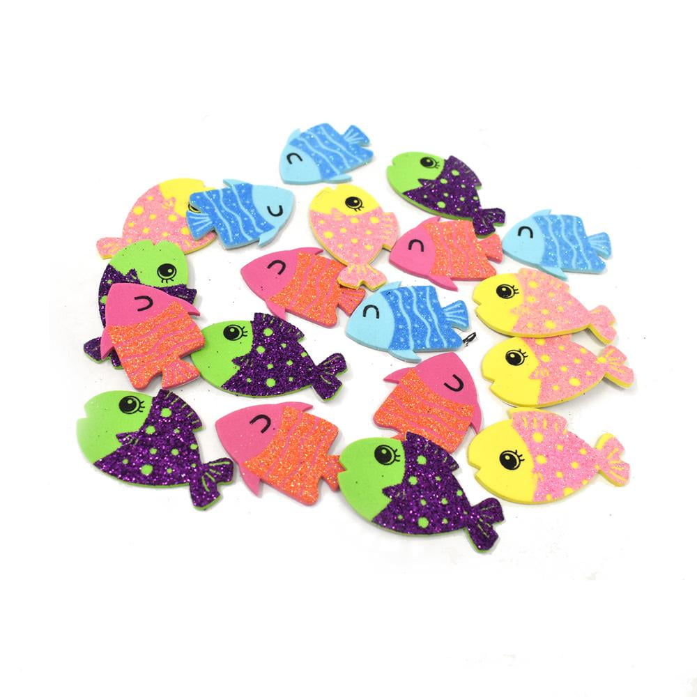 Fishes Foam Fun Glitter 3D Stickers, 24Piece