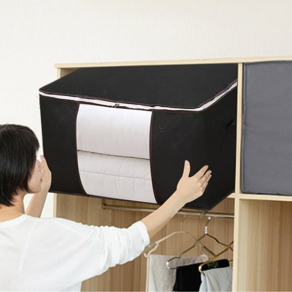 InsCrazy Cloth Storage Bins, Heavy Duty Storage with Reinforced Handles Extra Large Storage Bags for Clothes Tote Bag Double Zipper for Space Saving Travel