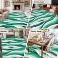 thumbnail image 5 of 5'x7' Area Rugs for Living Room Bedroom, Green White Moire Washable Rug Carpet Runner Indoor Outdoor, Modern Abstract Art Non Slip Floor Mats Area Rug for Kitchen, Nursery, 5 of 8