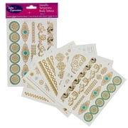 Metallic Temporary Tattoos - Six Sheets of Gold and Silver Bohemian Henna Tattoo (Series 2)