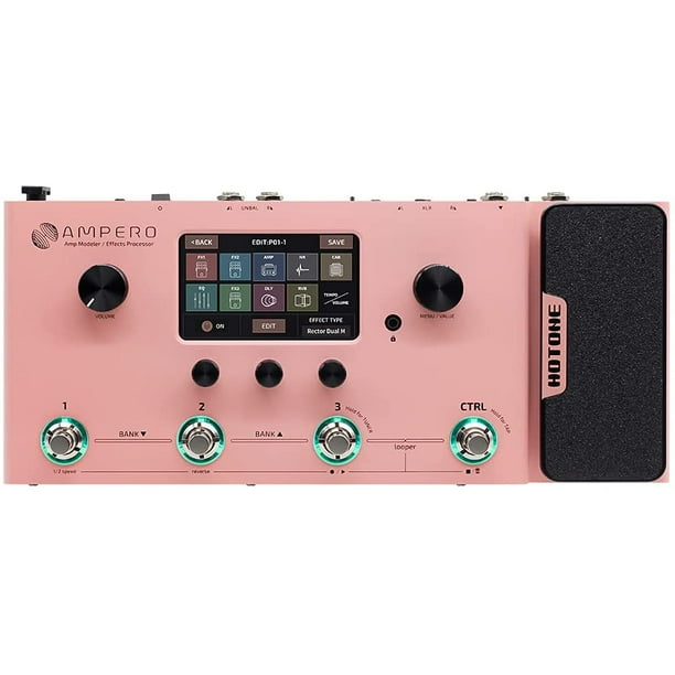 Hotone Ampero MP-100 Guitar Bass Amp IR Cabinets Simulation Multi Language Multi-Effects with Expression Pedal Stereo OTG USB Audio Interface(Pink Edition) - Walmart.com