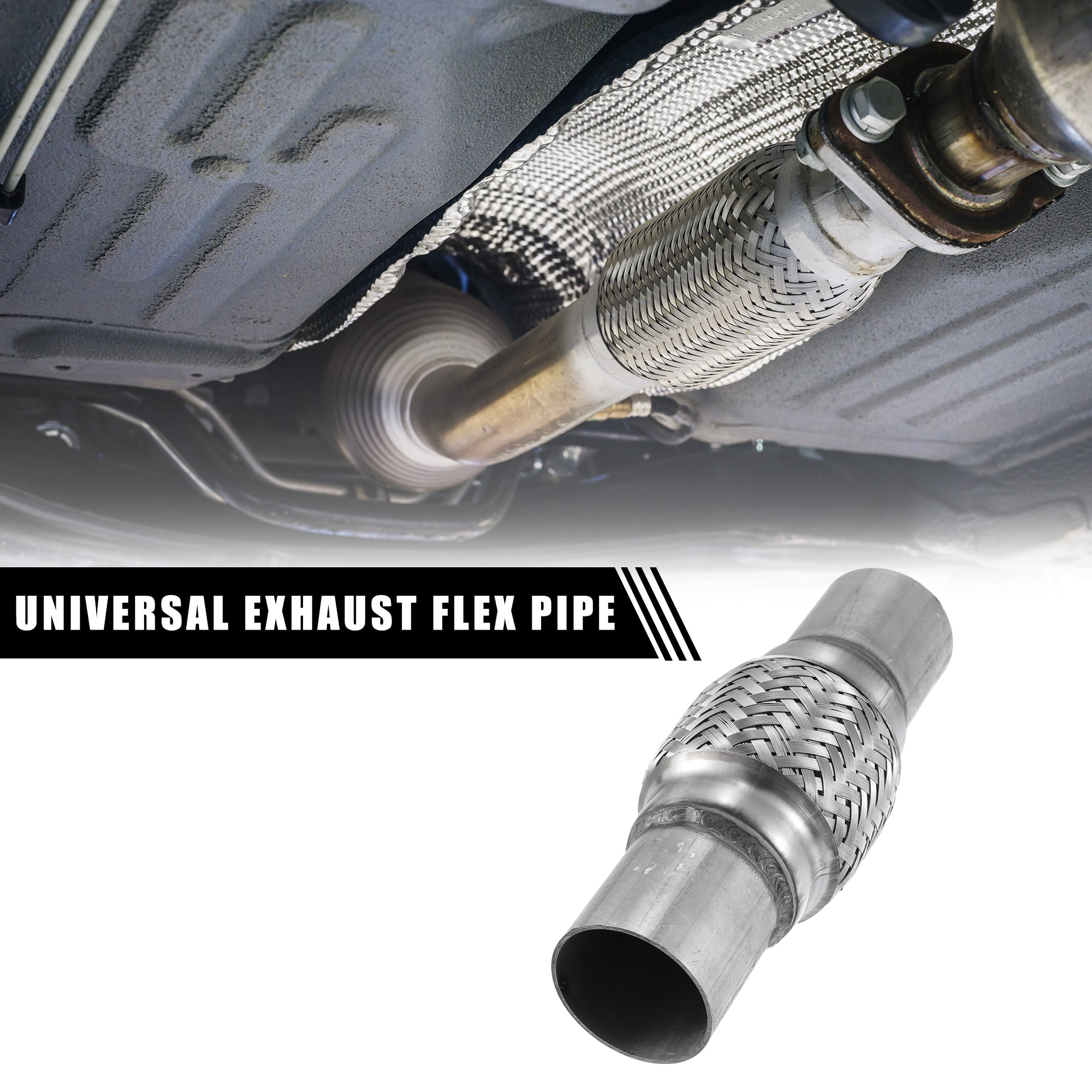 Unique Bargains Universal 1.85" x 2" W/ Ends 7.95" Long Exhaust Flex Pipe Stainless Steel Double Braid Exhaust Tube 1pcs