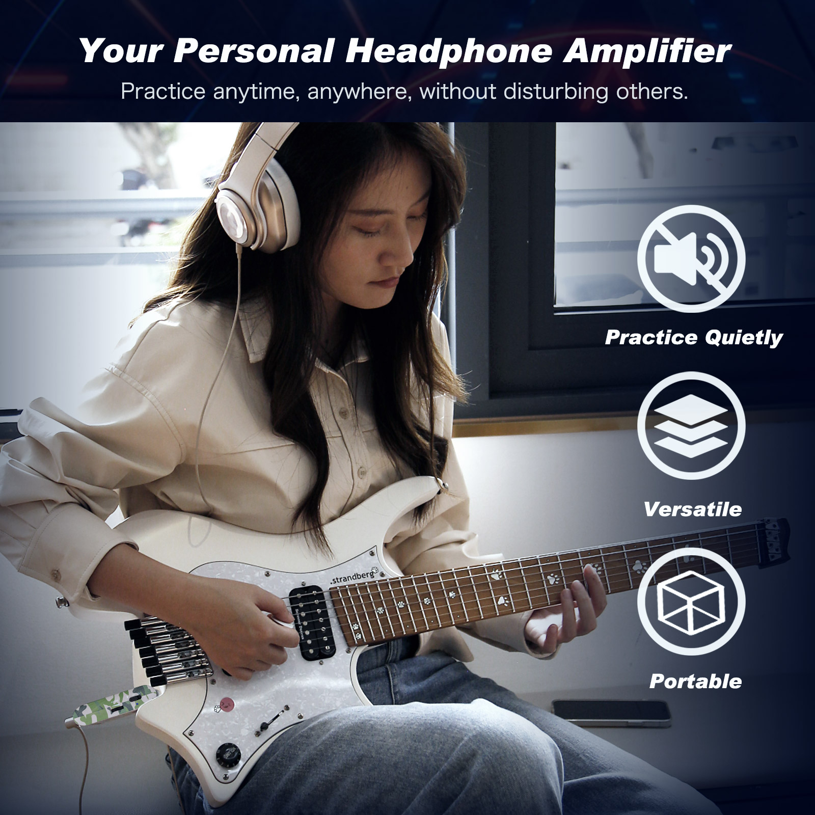 FLAMMA Guitar Headphone Amp Portable with Built-in Effects Amplifier Models Drum Grooves Support Bluetooth USB Audio Recording and PlaybacK