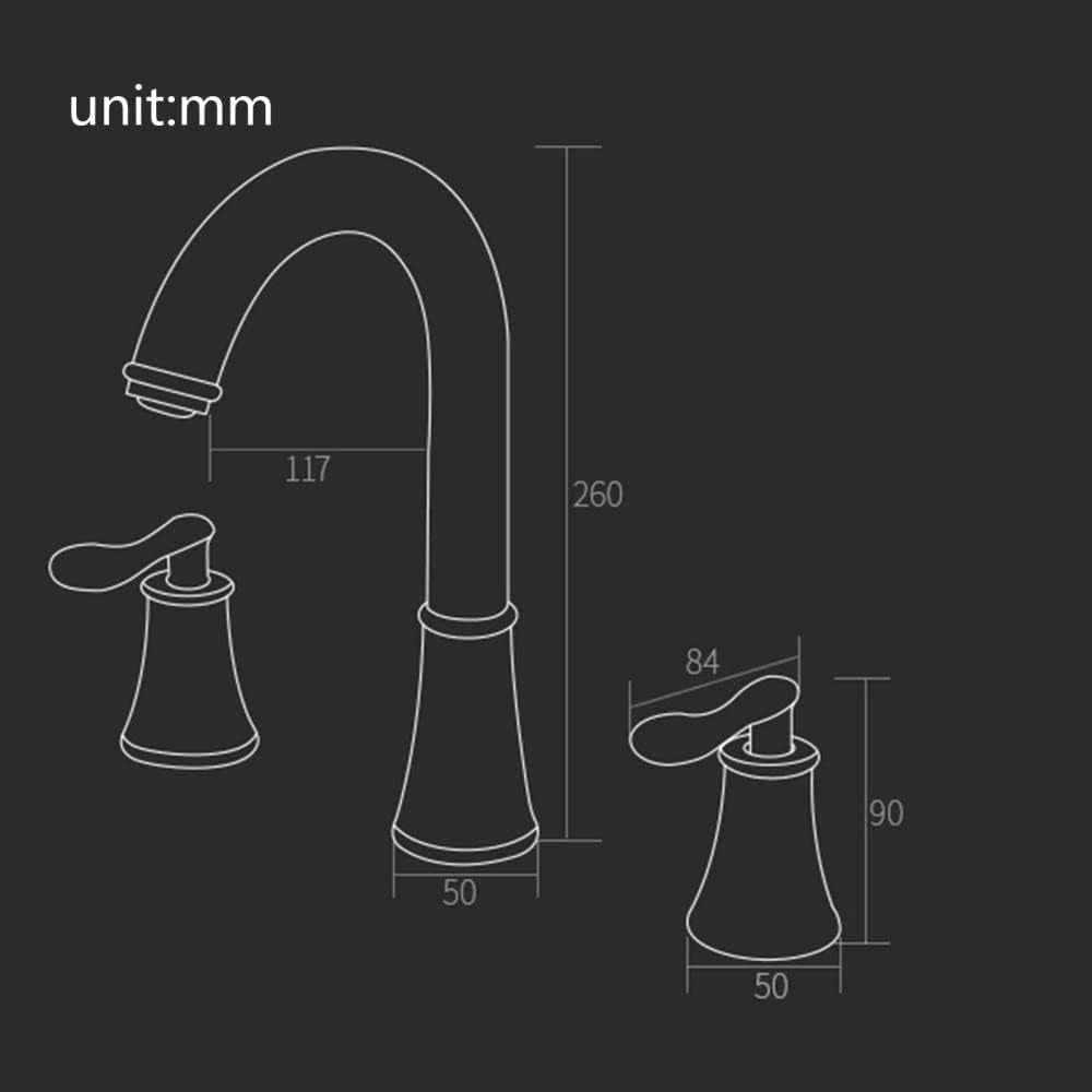 Bathroom Facets for Sink 3 Hole Brass Rotatable Hot Water and Cold Water Bathroom Sink Faucet Bathtub Faucet-Black