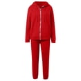 thumbnail image 4 of 2 Piece Sets for Women Zip Sweatshirt Straight Leg Pants Fall Tracksuit (Red S), 4 of 5