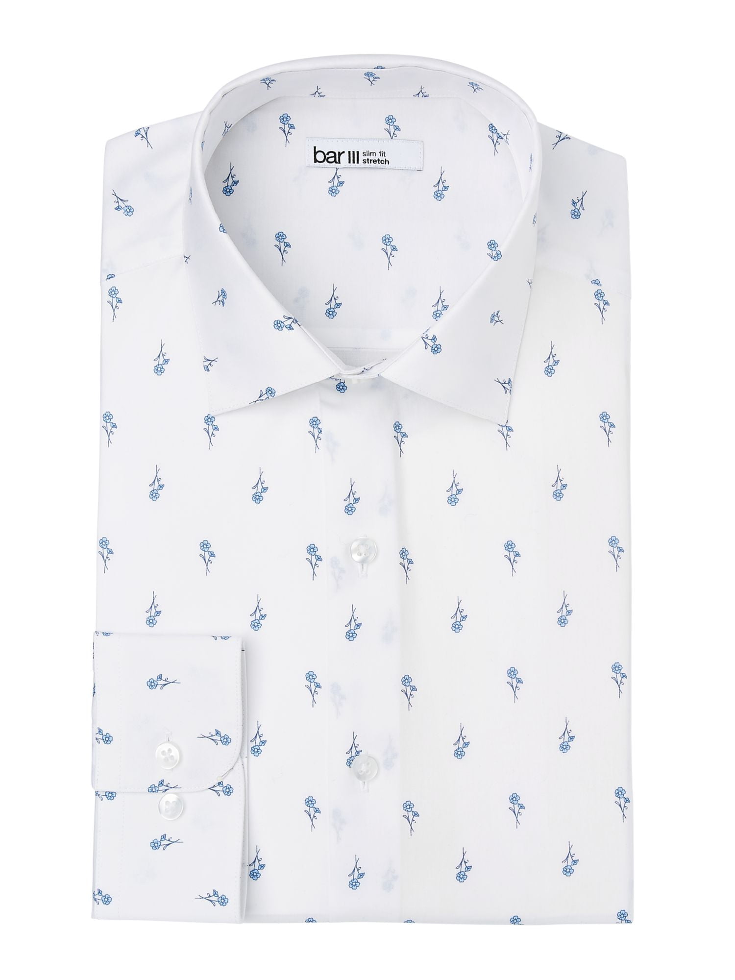 Bar III Mens Dress Shirt Blue L 16 