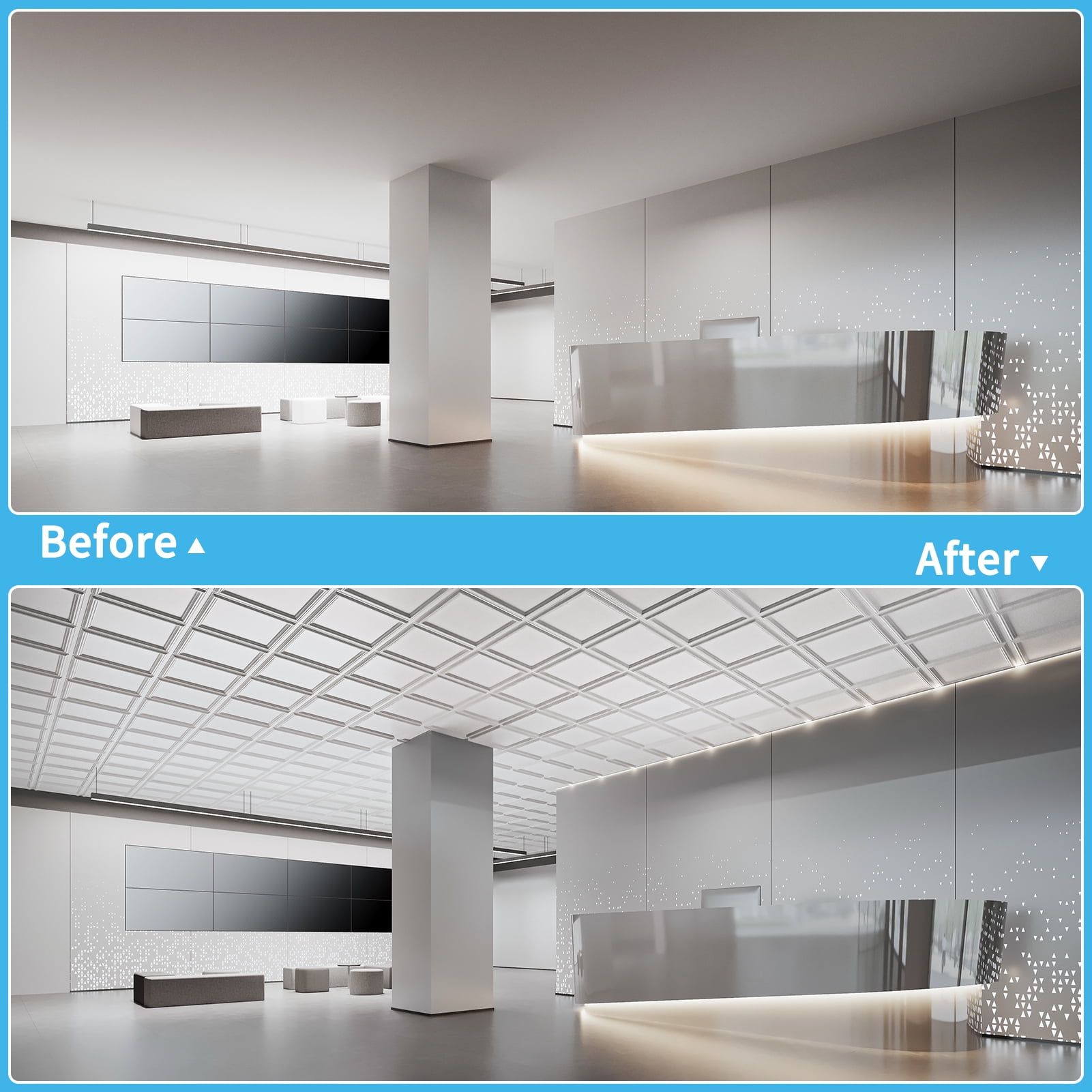 Art3d 24''x24'' Drop in Ceiling Tiles,12 Pcs 3D PVC Panels for Home, Office & Commercial Space,White