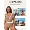 thumbnail image 5 of Eytino Women's Bikini Set High Waisted Bathing Suits for Women Tummy Control Two Piece Swimsuit with Ruffle Trim & Tie Side Brown Checkerboard M, 5 of 7