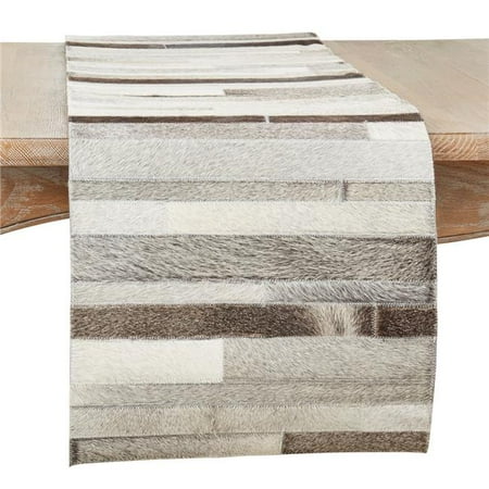 

Saro Lifestyle 7720.GY1672B 16 x 72 in. Hair on Leather Oblong Table Runner Grey