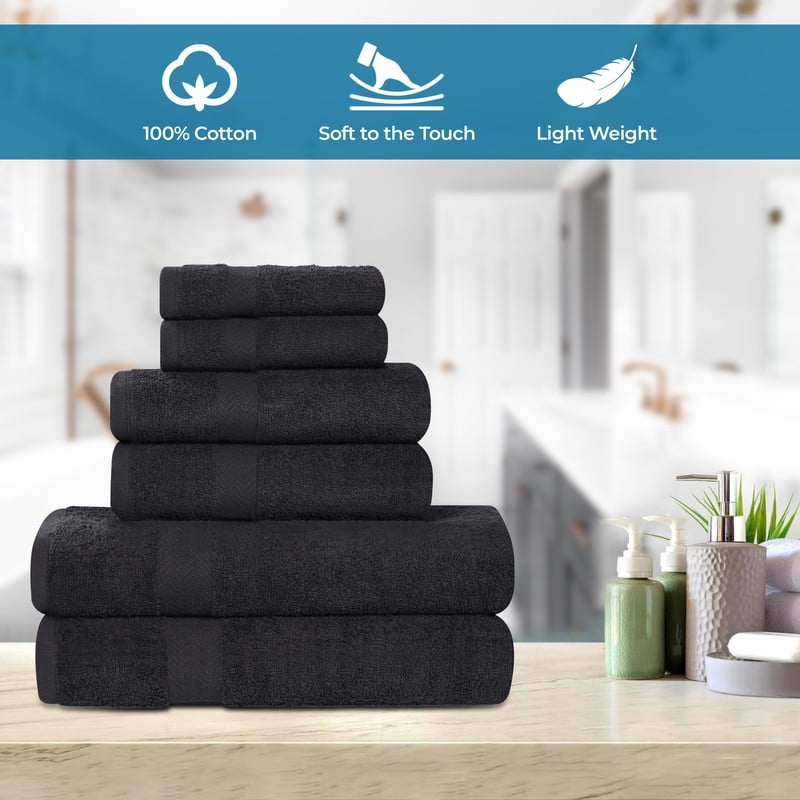 Superior Franklin 18-Piece Cotton Towel Set, Super Soft Quick Dry Fade Resistant Towels, Black