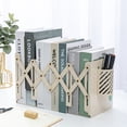 thumbnail image 3 of facefd Bookend Telescopic Replacement Solid Color 3 Compartment Coated Anti-rust School Book End Rack with Pencil Holder Black, 3 of 9
