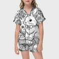 thumbnail image 2 of MIASHUI Pyjamas Boutonnés pour Filles de Pâques Ensembles de Pyjamas Peints à la Main pour Enfants, Blanc, 8-9 Ans, 2 of 4