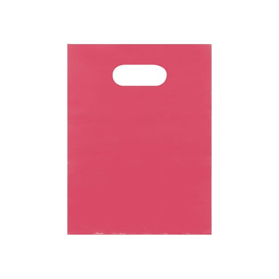 Small Low Density Pink Merchandise Bags - 9”W x 12”H - Case of 1000 - Stylish Plastic Gift Bags with Handles  Durable Low Density Merchandise Bags with Handles for Retail and Boutique Shopping