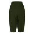 thumbnail image 4 of Pantalones capri casuales de mujer con cintura elástica lisa - Pantalones de poliéster de cintura alta con bolsillos grandes, S-XXL, 4 of 6