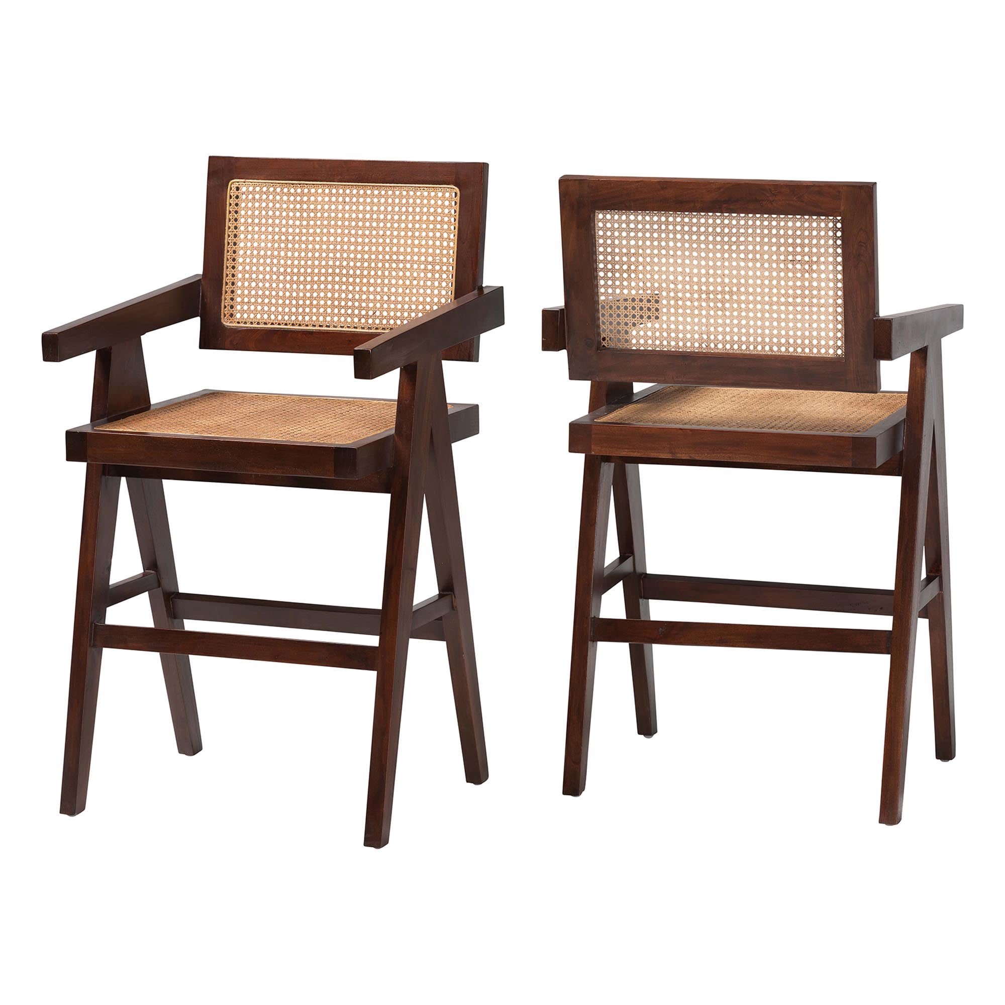 bali & pari Kresna Boho Counter Stool, Counter Height, Set of 2, Dark Walnut Brown