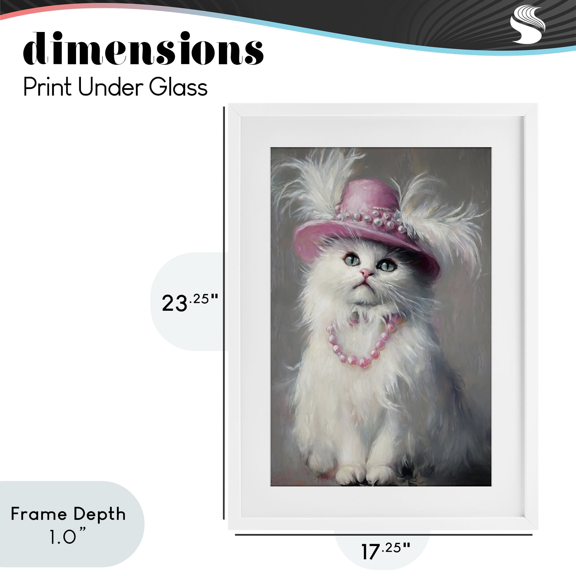 Stupell Industries Beautiful Brigitte Cat White Framed Print Under Glass, design by Tina LeCour