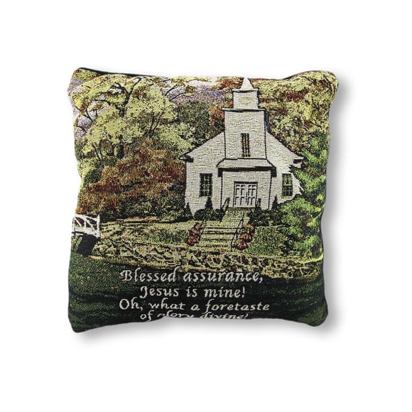 Hazels Church Woven Tapestry Decorative Throw Pillow 17in.