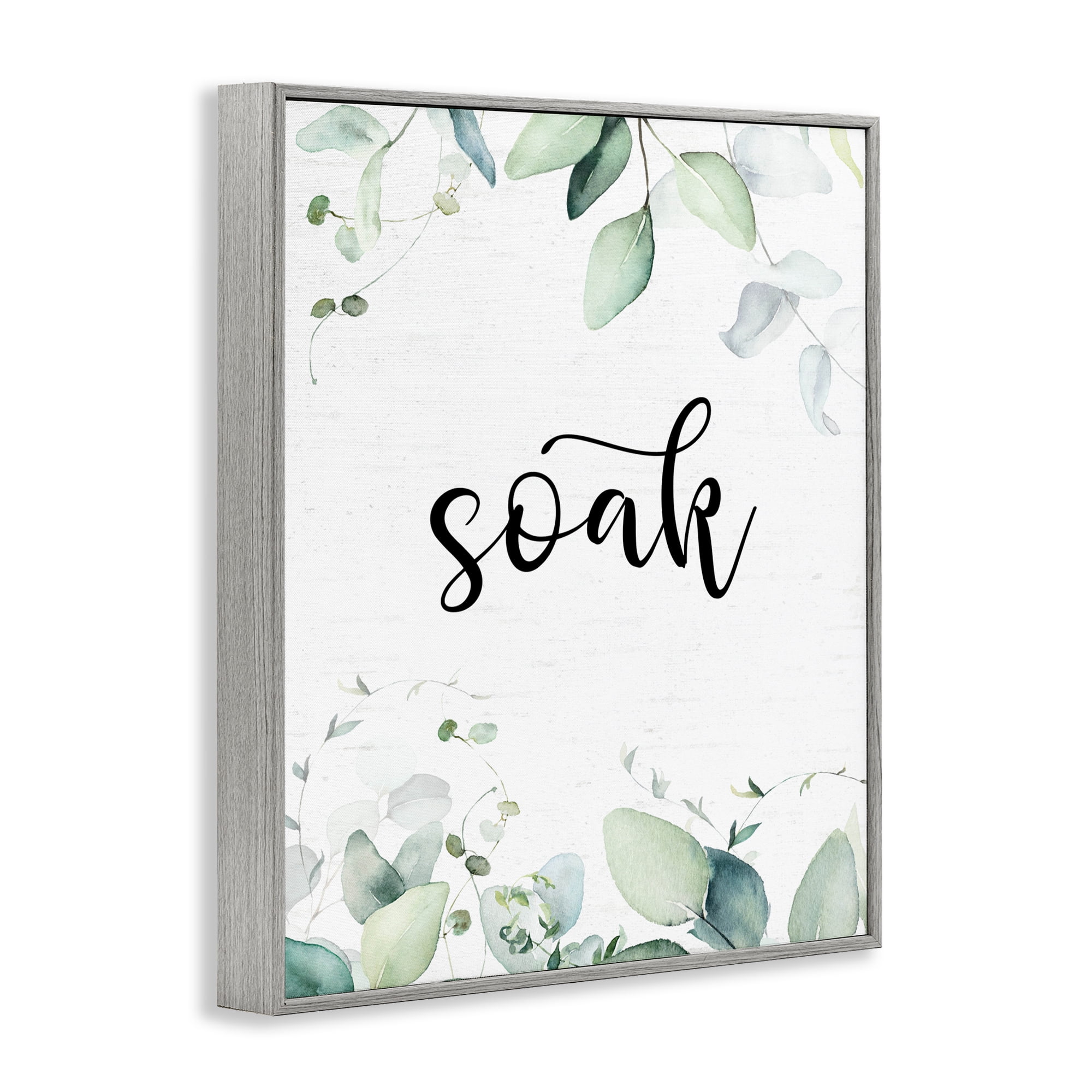 Soak Leafy Herbs Gray Framed Giclee Art, design by Lettered and Lined