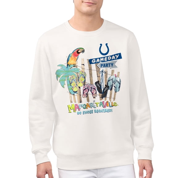 Men's Margaritaville  Cream Indianapolis Colts Gameday Party Fleece Sweatshirt