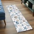 thumbnail image 4 of Blue Brown Coastal Washable Runner Rugs 2'x6', Beach Coral Starfish Shell Nautical Low Pile Throw Entryway Rug Non-Slip Sturdy Edge Binding Carpet for Indoor Bedside Entrance Bedside, 4 of 9