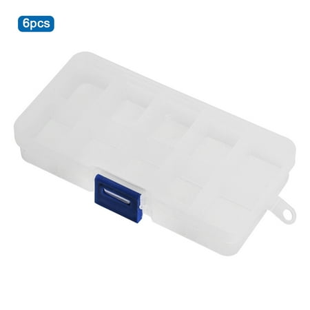 6-Pack Clear Plastic Durable Fishing Lure Tackle Storage Boxes with 10 Compartments Each