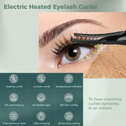 Heated Eyelash Curlers, USB Rechargeable Electric Eyelash Curler for Women, 3 Temperature Modes 2 in 1 Clip-Type Eyelash Curler with Built-in Comb Fast Heating & Long Lasting