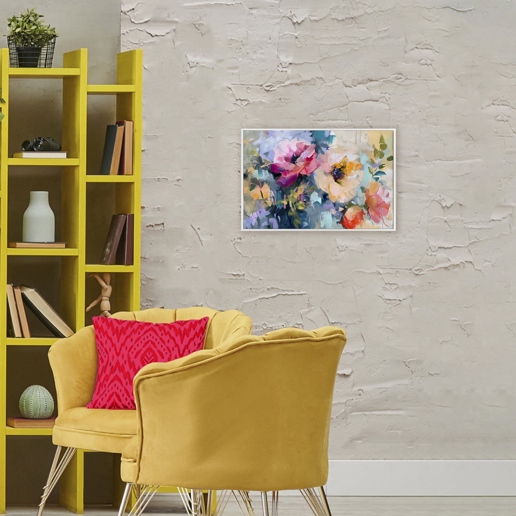 Stupell Industries Vibrant Florals Brushed Abstract White Framed Giclee Art, design by Creative Studio