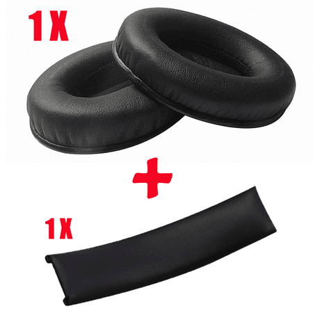 Beats Mixer Headset Replacement Ear Pads Cushions Headband for Beats By Dr.Dre Studio 1.0 Headset 2Pcs Ear Pads+1Pc Headband-Black ()