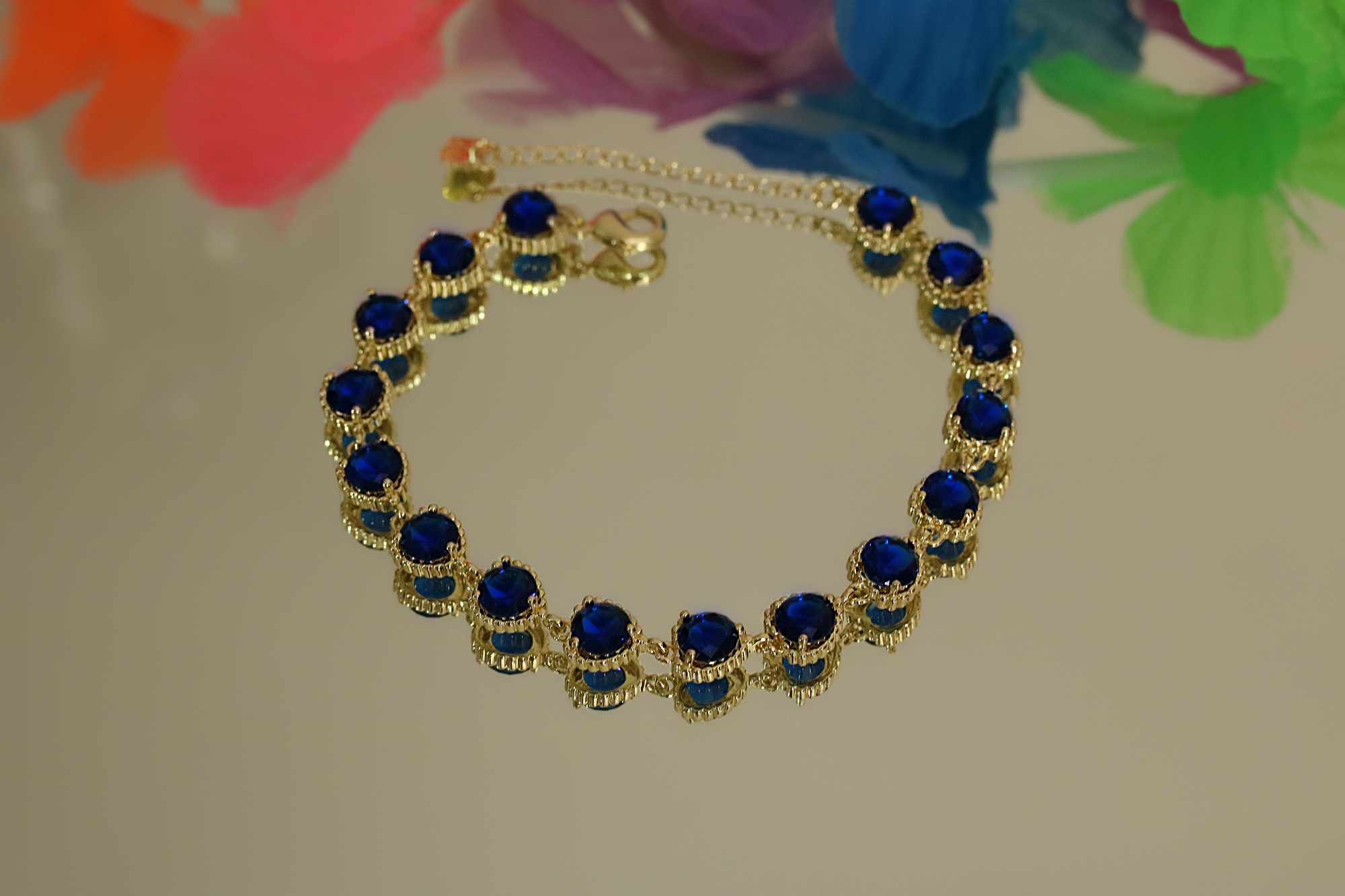 Kaash Customs Fine CZ Stones Adjustable Anklet for Women, in Brass Metal