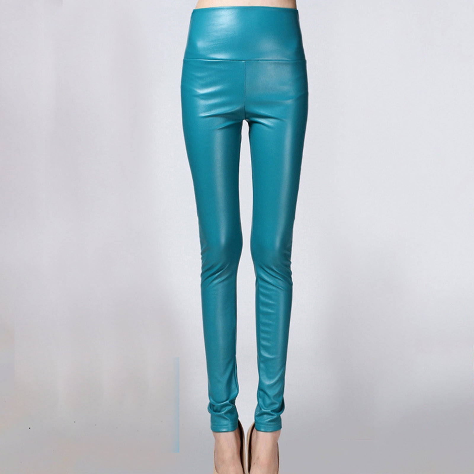 iHPH7 Leather Leggings Faux Leather Leggings for Women Pleather Leggings Leather Stretch Pants for Women Yoga Leggings for Women Yoga Pants Women Womens Leather Pants Blue 2 S