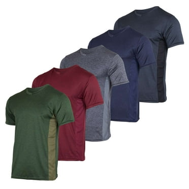 Real Essentials 5 Pack: Men’s V-Neck Dry-Fit Moisture Wicking Active Athletic Tech Performance T-Shirt
