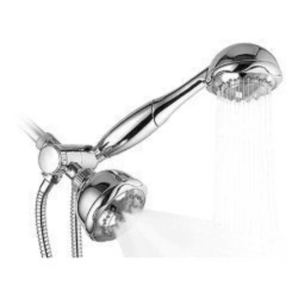 5Function Twin Shower Massager, Chrome, Deluxe twin shower head with 3