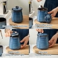 thumbnail image 6 of Ceramic Food Storage Jars,25 Oz Porcelain Kitchen Canisters with Airtight Lids Set of 3,Flour Containers for Countertop,Farmhouse Decor Serving Ground Coffee,Tea,Sugar,Pasta and Rice,Blue, 6 of 6
