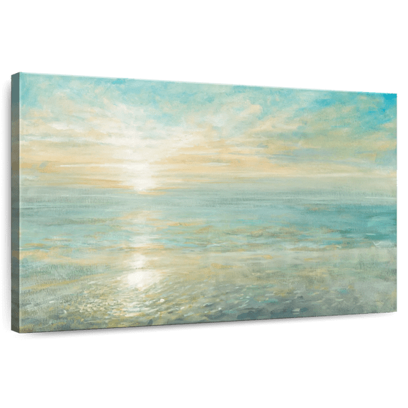 Elephant Stock Sunrise Wall Art - Horizontal Canvas Wall Art - Living Room Wall Decor - Beach Canvas - Yellow And Blue Decor By Danhui Nai - 12" x 8"