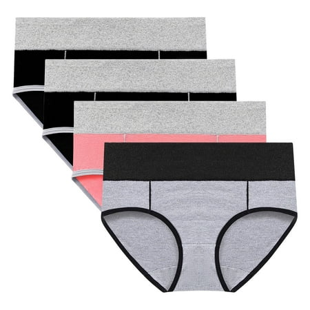Scyoekwg Women s Underwear Comfort Hipster Panties High Waisted Panties Cotton Women s Physiological Underpants Patchwork High Waisted Underwear Ladies Underpants Briefs 4 Pack(Gray M)