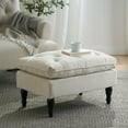 thumbnail image 2 of Cordoba Contemporary Button Tufted Fabric Ottoman, Cream, 2 of 10