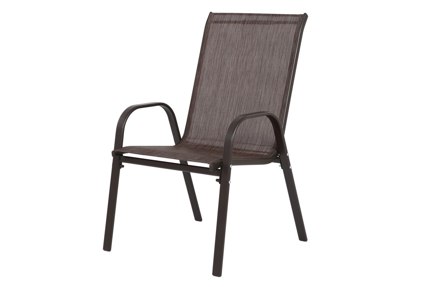Patio Chairs Set of 6, Outdoor Camping Chairs with Breathable Textilene Fabric, Steel Frame Armchairs for Garden, Pool, Beach & Yard, Brown