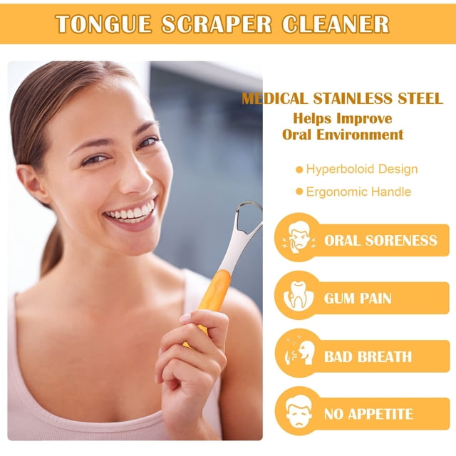 relayinert Rustproof Tongue Scraper With Storage Case Portable And Safe Ingredients Non Deformable 4pcs 1Set