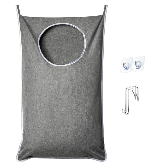 Bolsa para colgar ropa sucia con ganchos ajustables de acero inoxidable, la mejor opción para guardar ropa sucia, gris