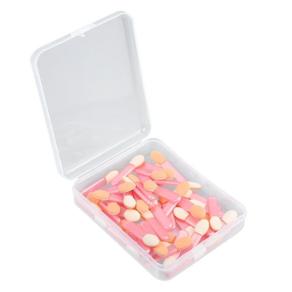 Unique Bargains 50PCS Eye Shadow Brushes Sponge Applicators Makeup Eyeshadow Brushes Pink White with Container