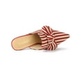thumbnail image 4 of BLISSFUL STEP Women Stripe Bow Pointed Toe Block Heel Slides Mules Red 8, 4 of 8