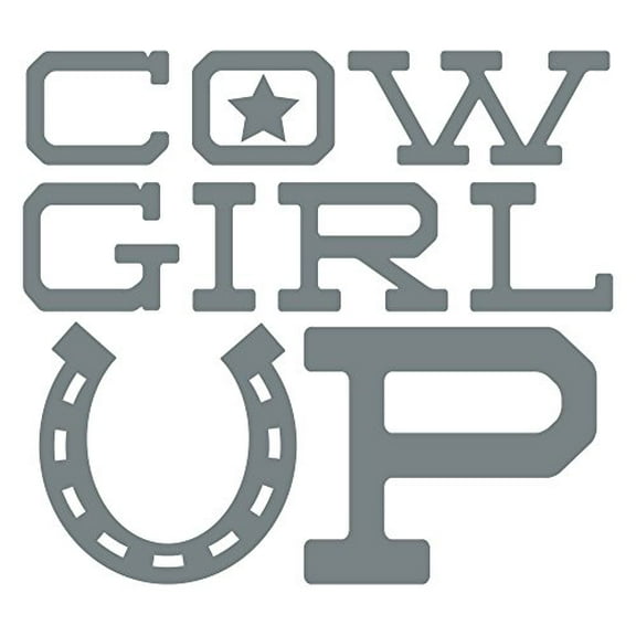 Cowgirl Up Western Wall Decals Vinyl Stickers Lettering For Girls Room, Storm Gray, 23x20.5-Inch