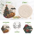 thumbnail image 4 of Yayeee 6 PCS Drink Coasters with Holder Set Woven Absorbent Round Tabletop Hot Pad, Cartoon Halloween Trees, 4 of 7