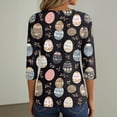 thumbnail image 6 of OIOLOYJM Womens Easter Tops 2026 Cute Bunny Graphic Henley Shirts Happy Button V Neck 3/4 Length Sleeve T-Shirt Spring Fashion Clothes Black M, 6 of 6