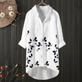 thumbnail image 2 of Blusa con bolsillo y estampado de solapa con botones de manga larga informal para mujer Pompotops FGAJ20563, 2 of 5