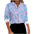 thumbnail image 3 of DDAPJ pyju Women's Casual Button Down Shirts Boho Floral Blouse Long Sleeve Dressy Summer Top Limited Time Sales Multicolor XXL, 3 of 5