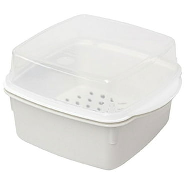 Mizh Microwave Vegetable Steamer Box Double Layer Plastic Steamer Kitchen Steaming Case With Lid
