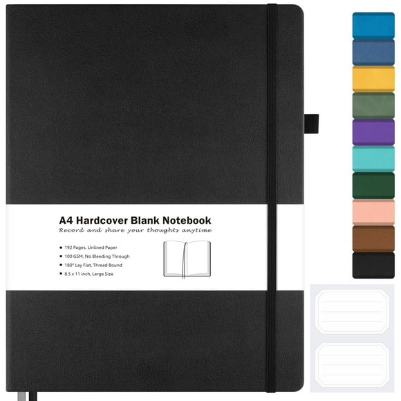 Cuaderno MALEDEN A4 21x28 cm Tapa dura de cuero PU Negra
