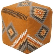 Surya Su Pouf Area Rug POUF-200 Golden Ochre Geometric Diamond 18" x 18" x 18"